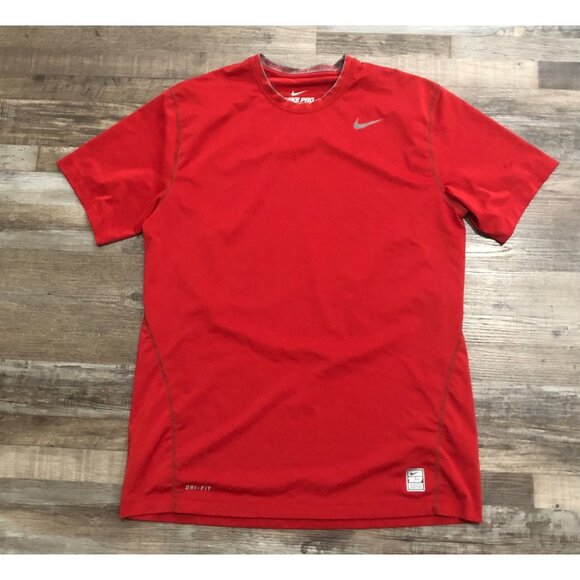 Nike Pro Combat Mens XL Fitted Red Athletic Tee T Shirt Short Sleeve - Picture 1 of 6